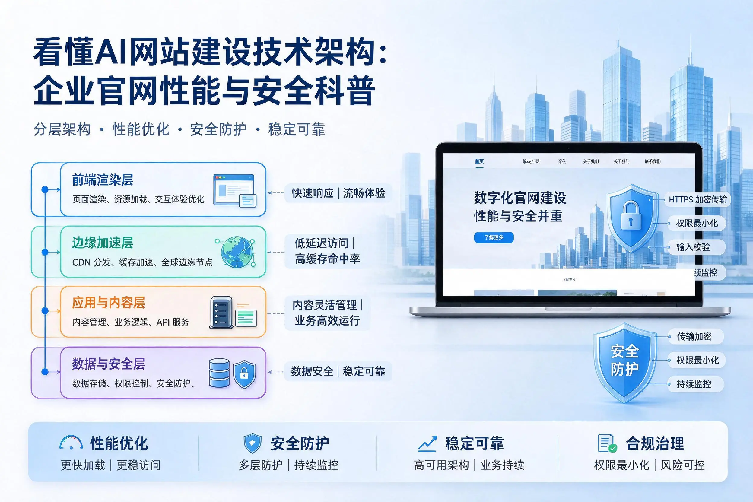 看懂AI网站建设技术架构:宜宾企业官网性能与安全科普