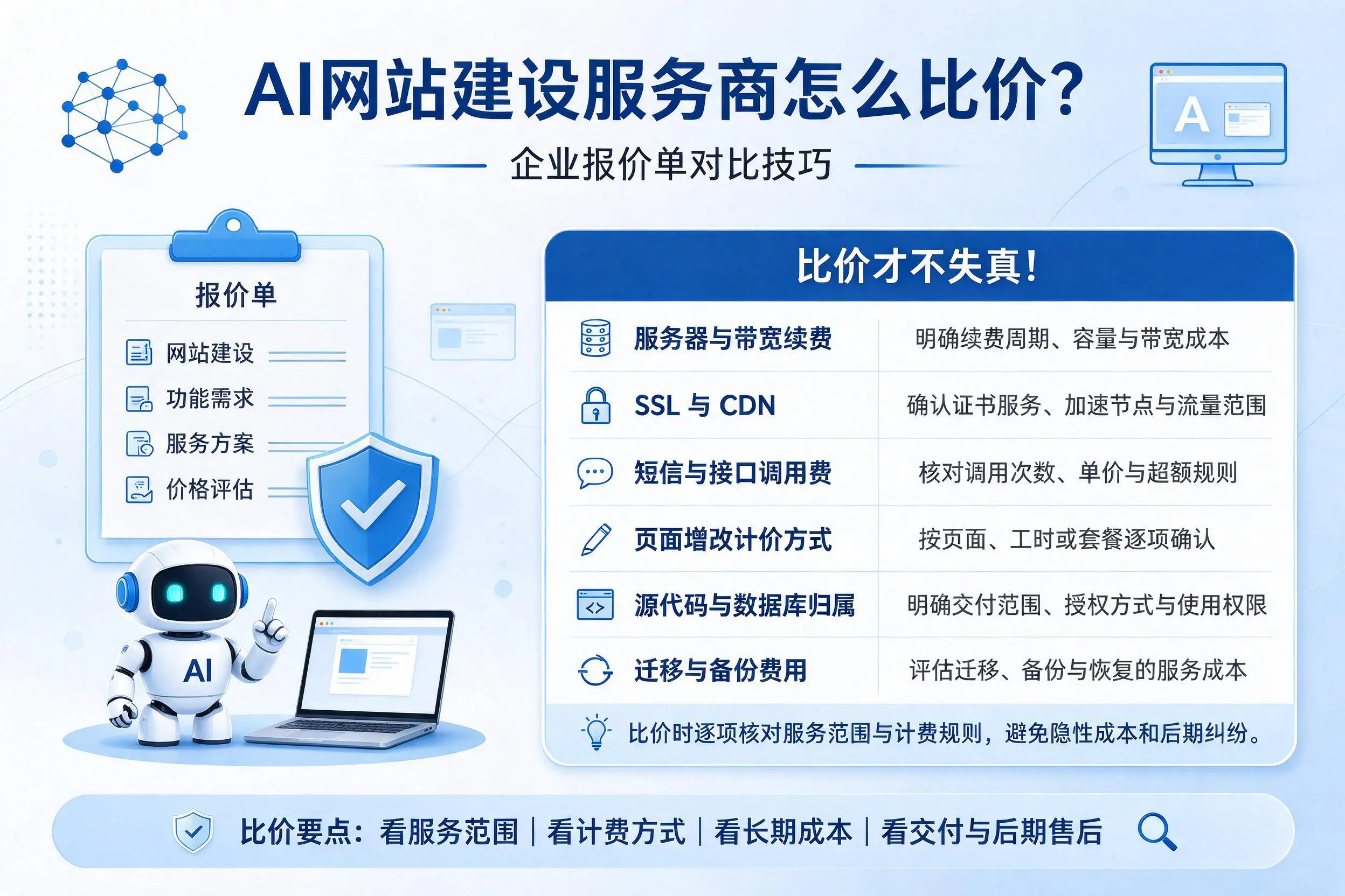 AI网站建设服务商怎么比价？宜宾企业报价单对比技巧