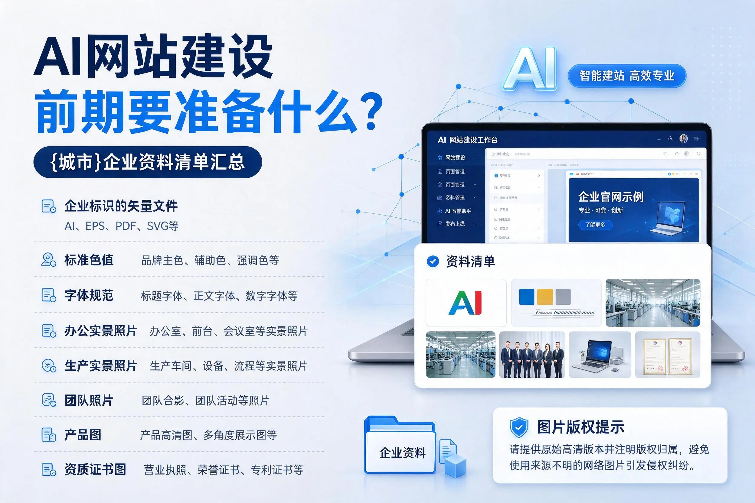AI网站建设前期要准备什么?宜宾企业资料清单汇总