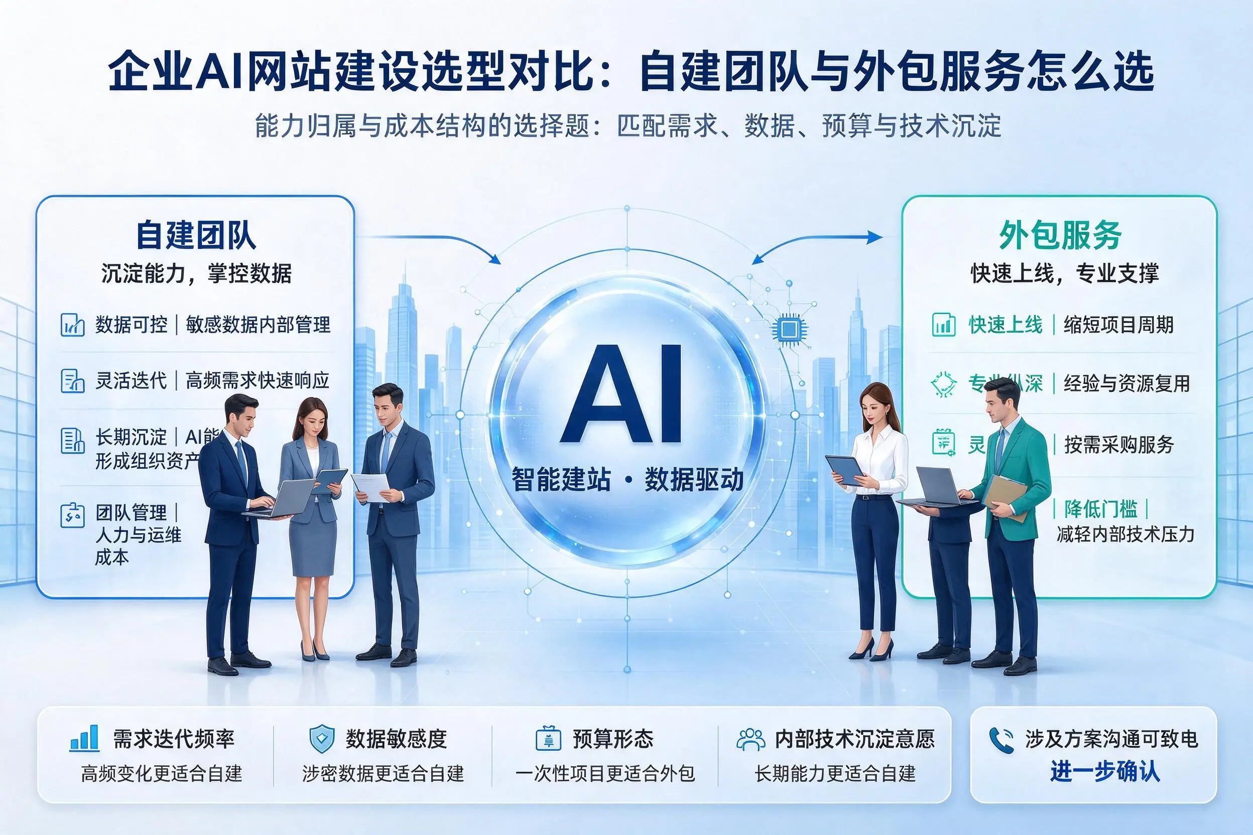 宜宾企业AI网站建设选型对比：自建团队与外包服务怎么选